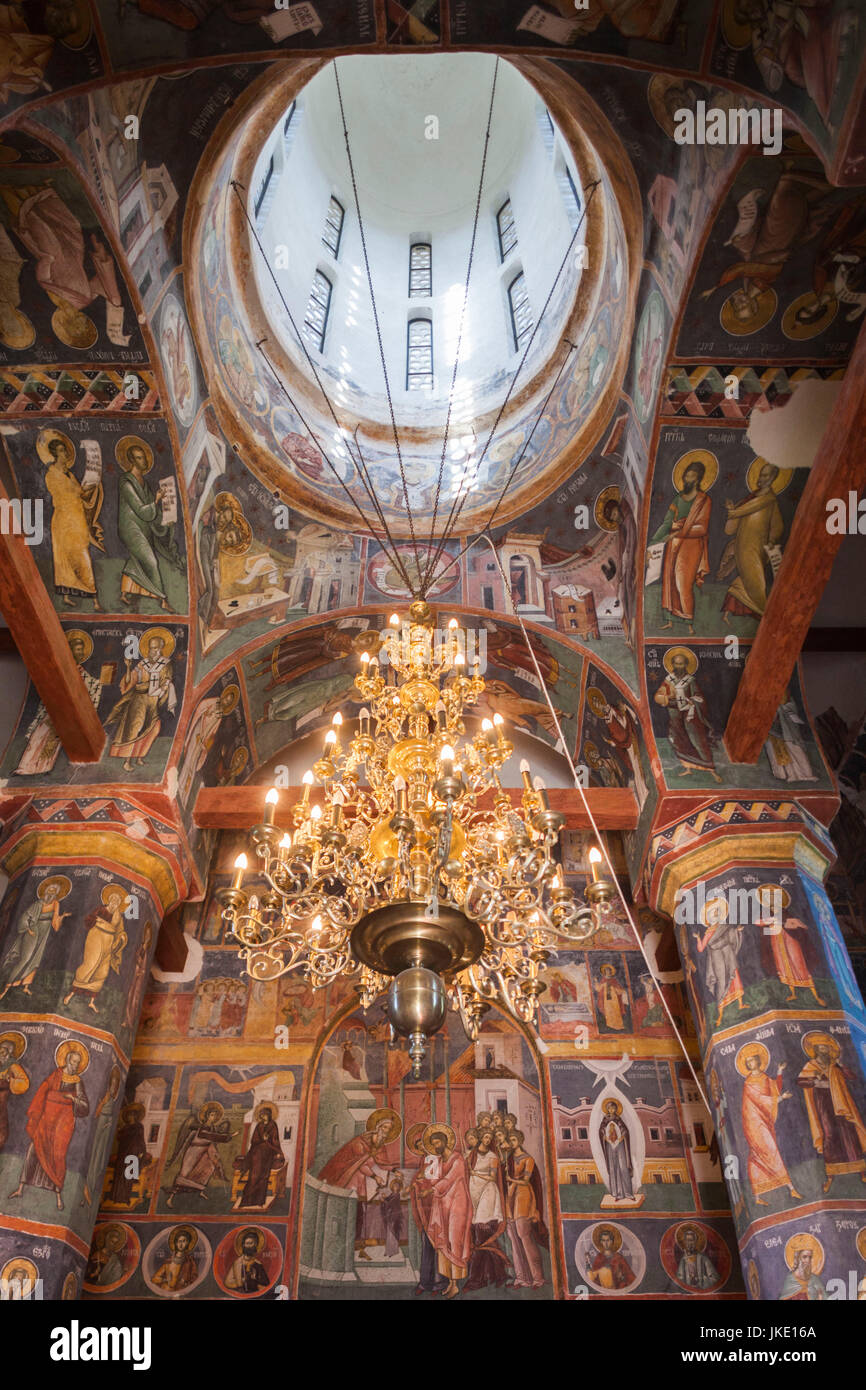 Rumänien, Bukarest-Bereich Snagov, Kloster Snagov, letzte Ruhestätte von Vlad Tepes, Vlad der Pfähler, Inneren Fresken Stockfoto