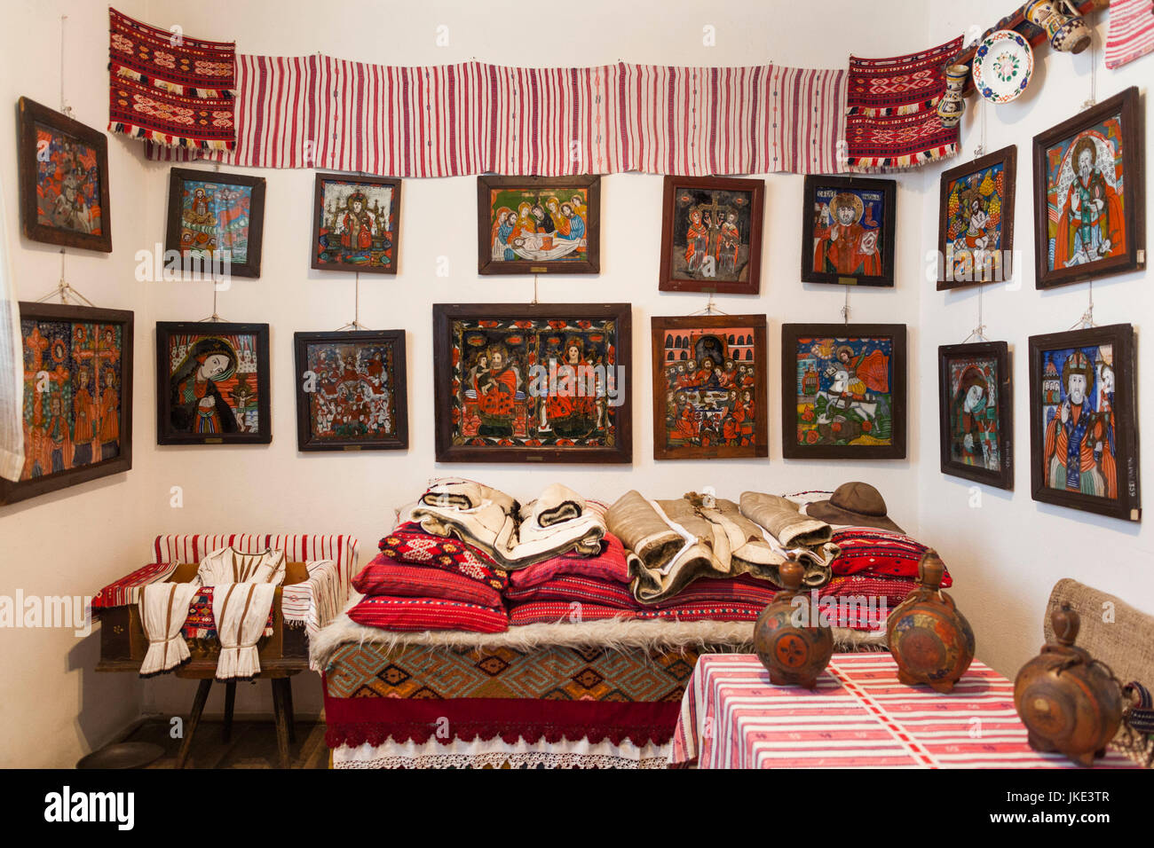 Rumänien, Transsilvanien, Sibiel, Zosim Oancea Ikonensammlung Rumäniens größte Sammlung von Ikonen, Innenraum Stockfoto