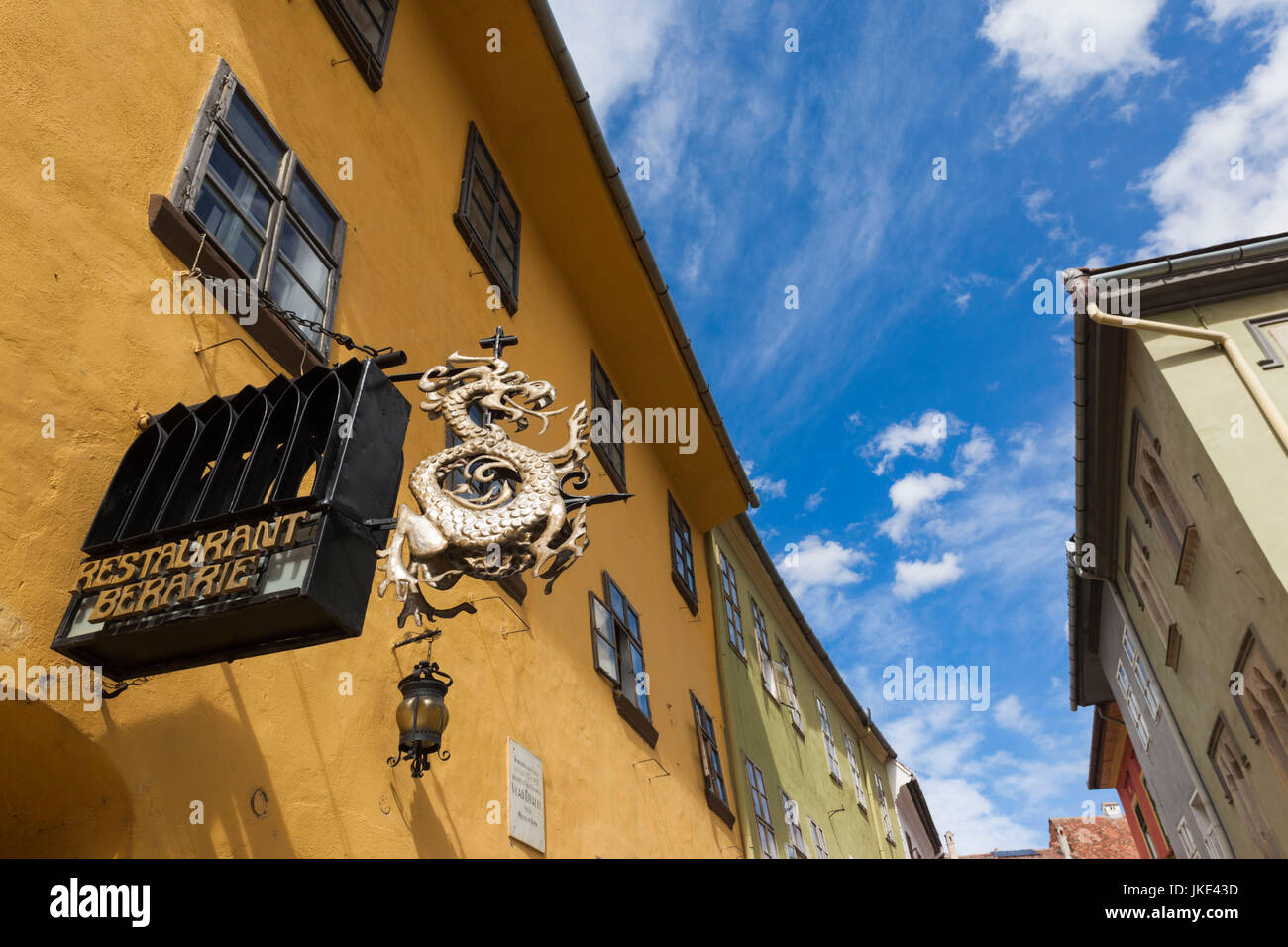 Rumänien, Siebenbürgen, Sighisoara, Casa Dracula, Geburtsort von Vlad Tepes, Vlad der Pfähler, hier im Jahre 1431 geboren und das Modell für den Vampir Dracula Stockfoto