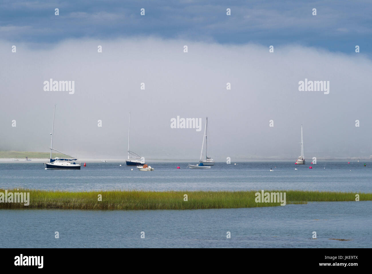 USA, Massachusetts, Cape Ann, Gloucester, Annisquam, Annisquam River und Nebel Stockfoto