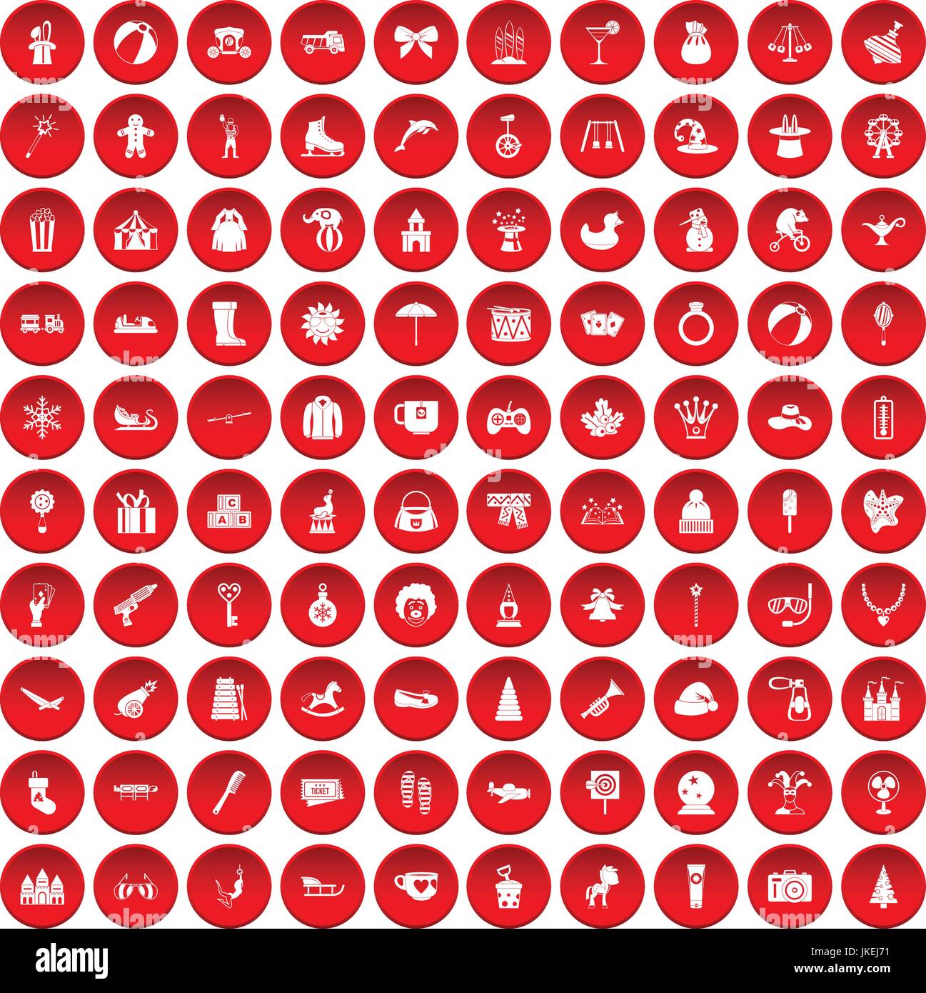 100 Kinder Icons set rot Stock Vektor