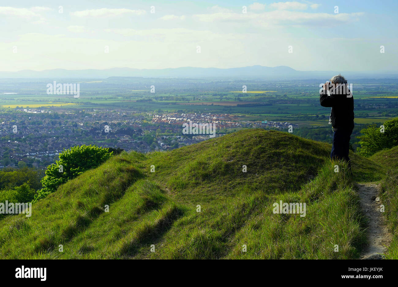 Blick von Cleeve Hill in der Nähe von Cheltenham Stockfoto