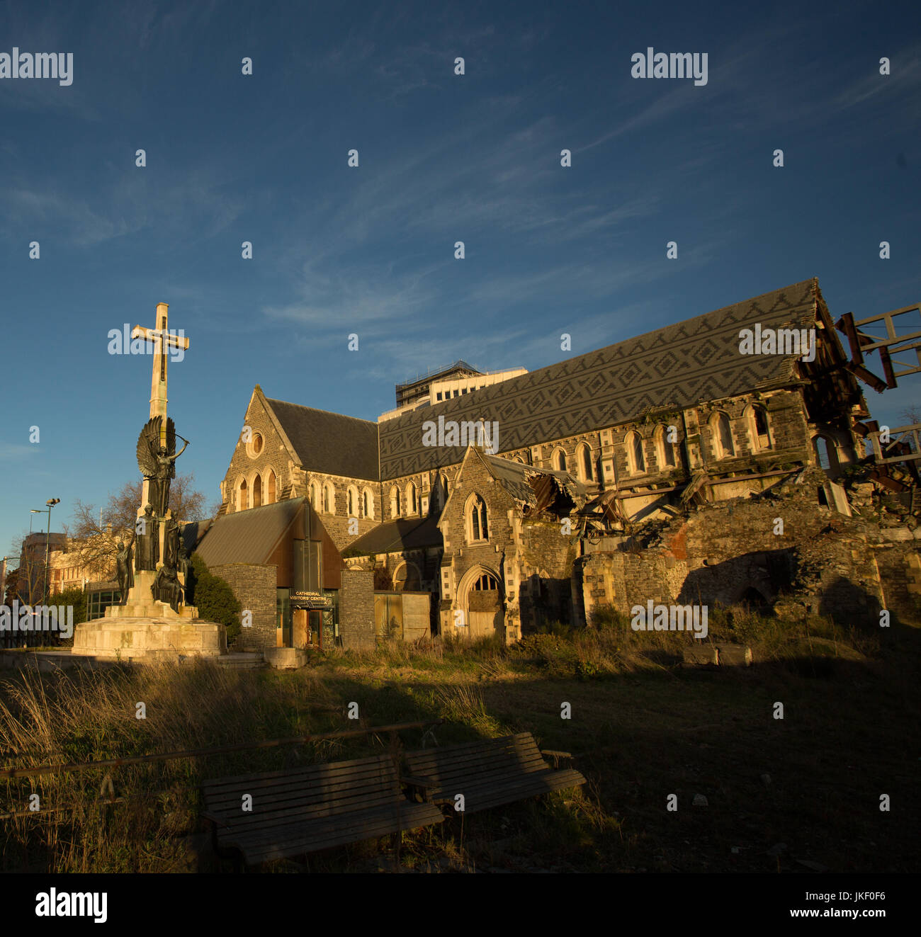 Christchurch Cathedral Ruine im Winter Abendlicht Stockfoto