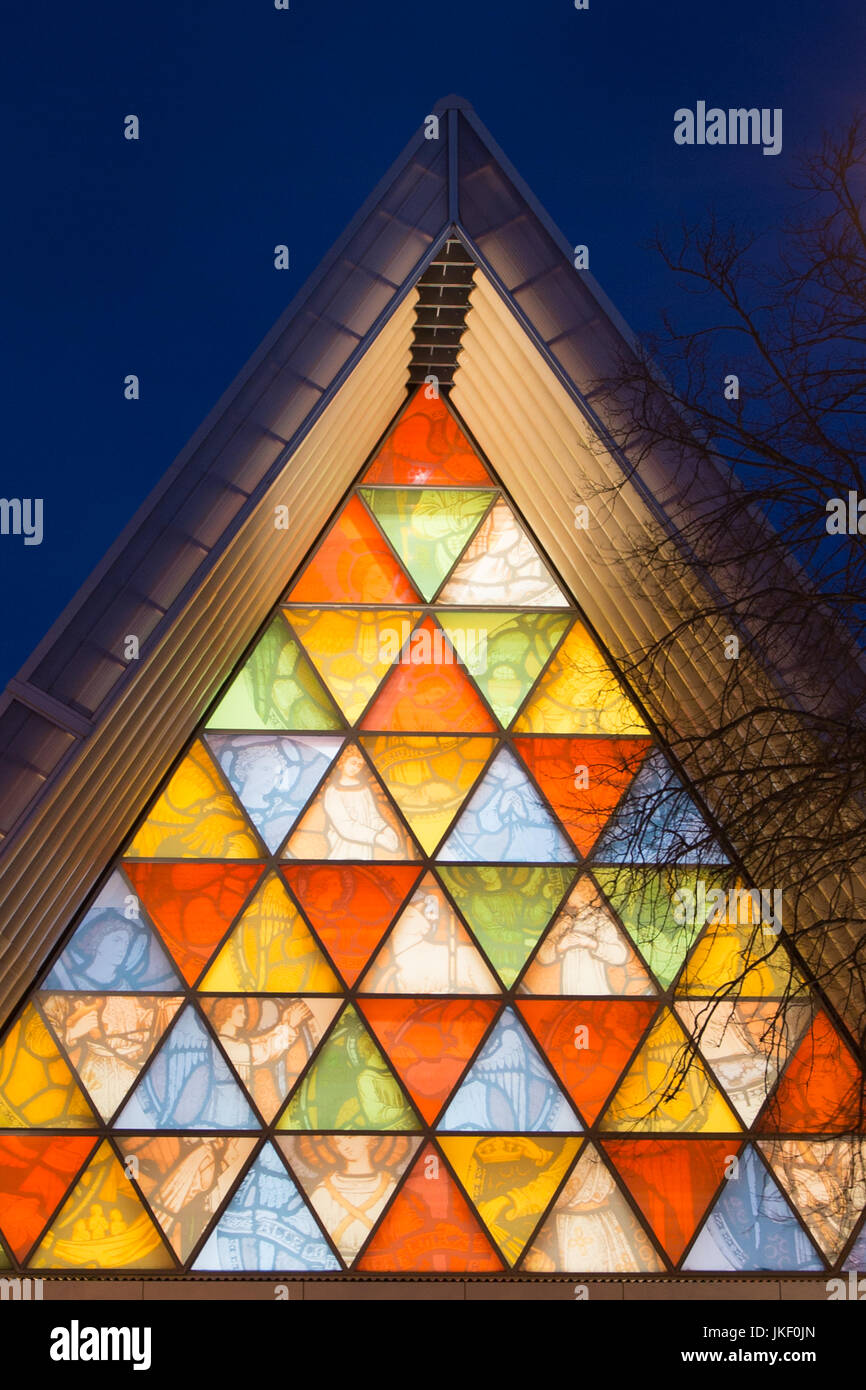 Übergangszeit Kathedrale Christchurch in frühen Nachtlicht im Winter Stockfoto