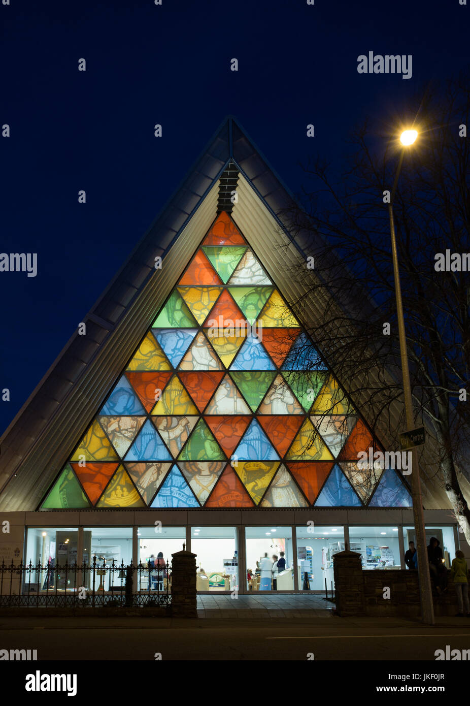Übergangszeit Kathedrale Christchurch in frühen Nachtlicht im Winter Stockfoto