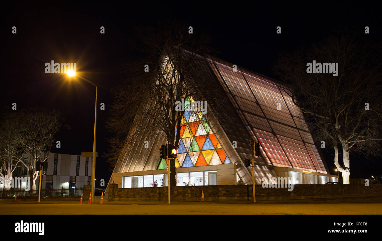 Übergangszeit Kathedrale Christchurch in frühen Nachtlicht im Winter Stockfoto