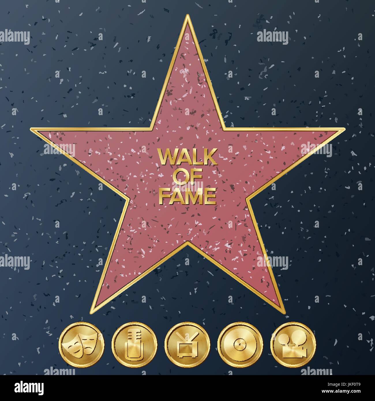 Hollywood Walk Of Fame. Sterne Vektorgrafik. Berühmten Bürgersteig Boulevard. Stock Vektor