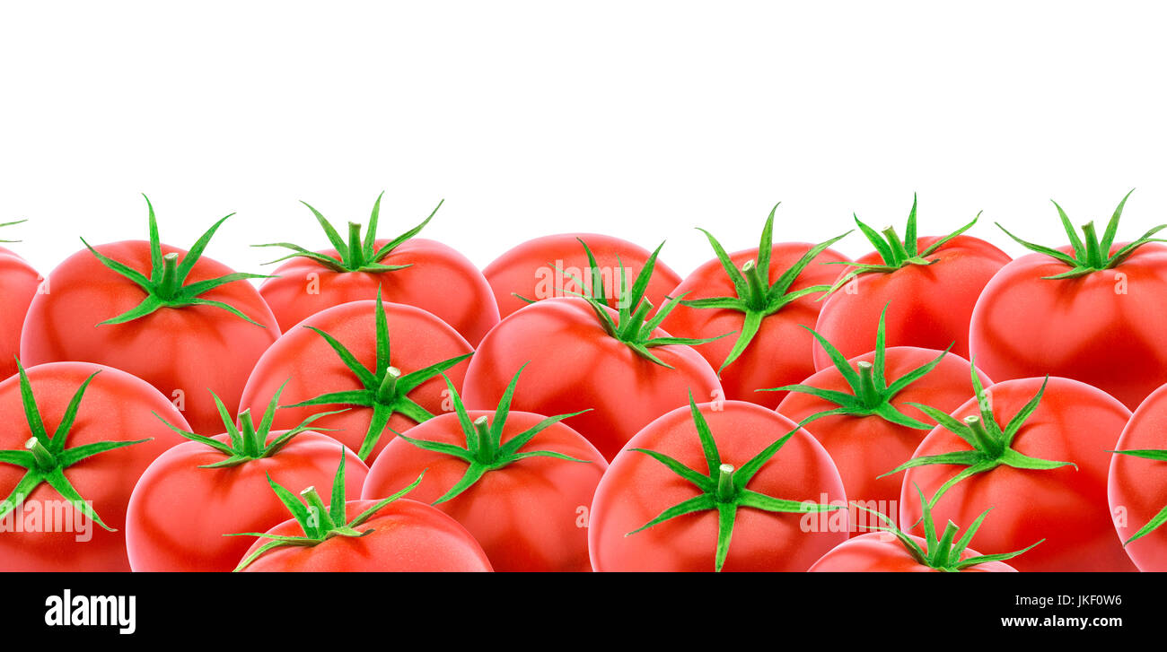 Haufen von Tomaten auf weiße, horizontale Musterdesign isoliert Stockfoto