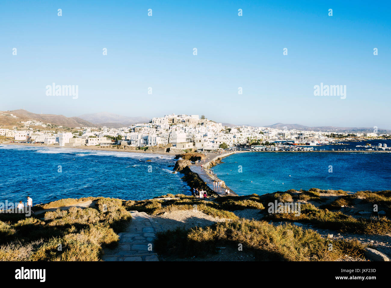 Griechenland, Kreta, Naxos, Stadtbild, wie von der Apollo Tempel gesehen Stockfoto