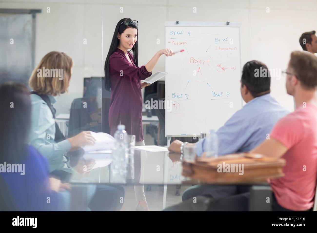 Geschäftsfrau, die eine Präsentation Stockfoto