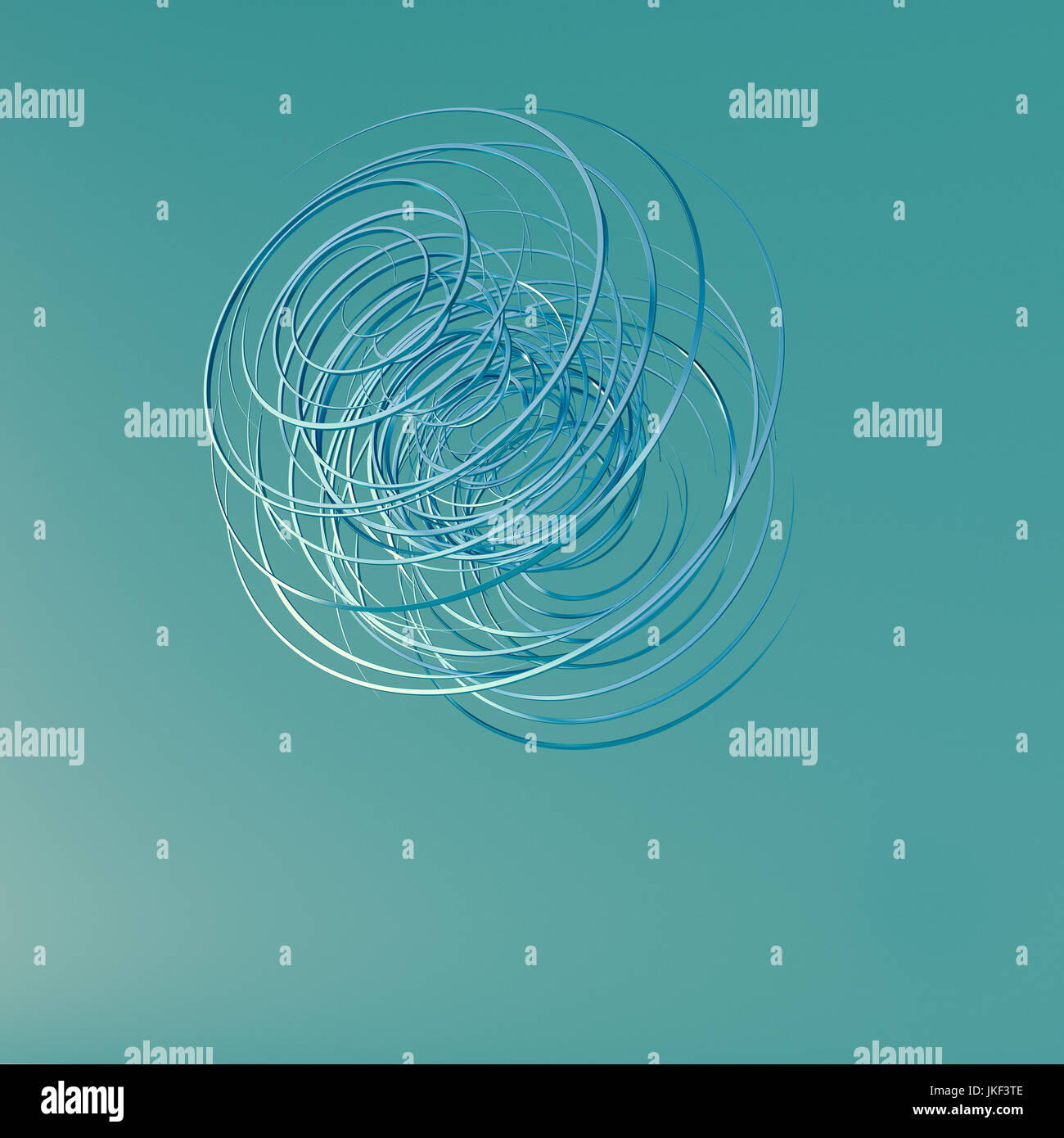 3D-Rendering, Spirale auf grünem Hintergrund Stockfoto