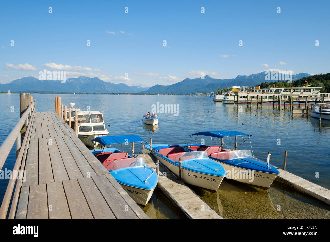 Hafen Sie am See Chiemsee, Prien Stock, Upper Bavaria, Bayern, Deutschland, Europa Stockfoto
