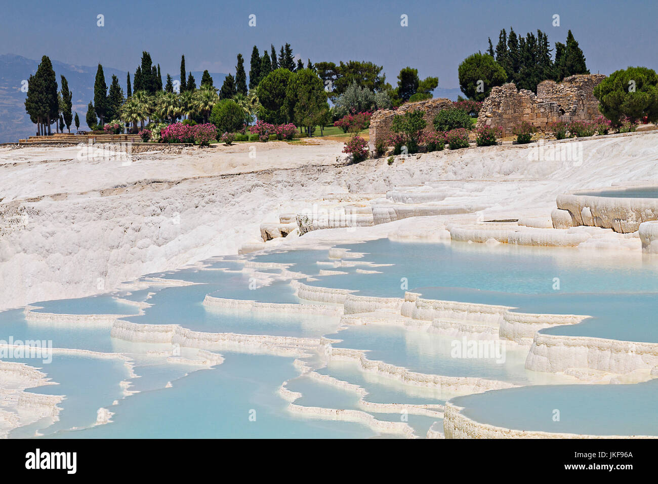 Pamukkale, Türkei, Kalzium Ablagerung Pools bekannt als Travertin. Stockfoto