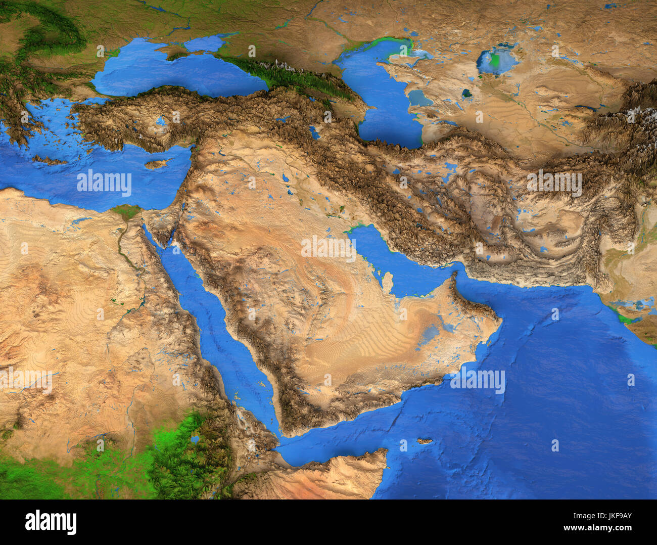 Mittlerer Osten Karte - Golf-Region. Detailansicht Satelliten die Erde und die Landschaftsformen. Elemente dieses Bildes, eingerichtet von der NASA Stockfoto