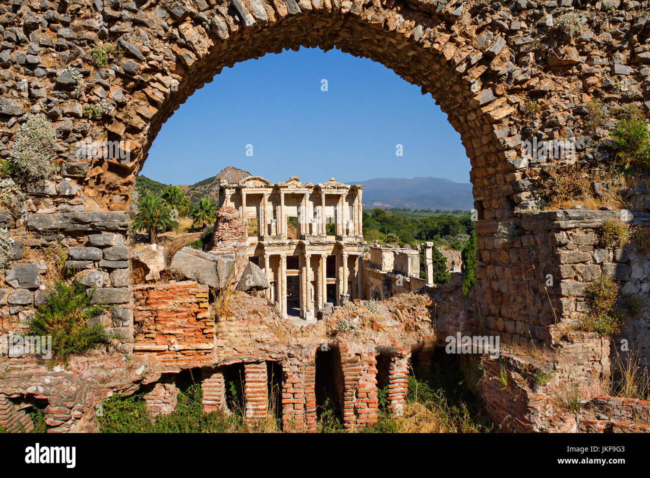 Ruinen der römischen Stadt von Ephesus, Türkei. Stockfoto