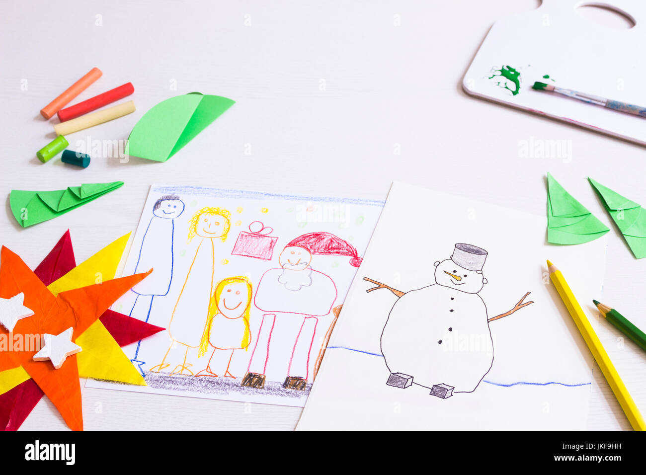 Weihnachtszeichnungen für Kinder Stockfoto