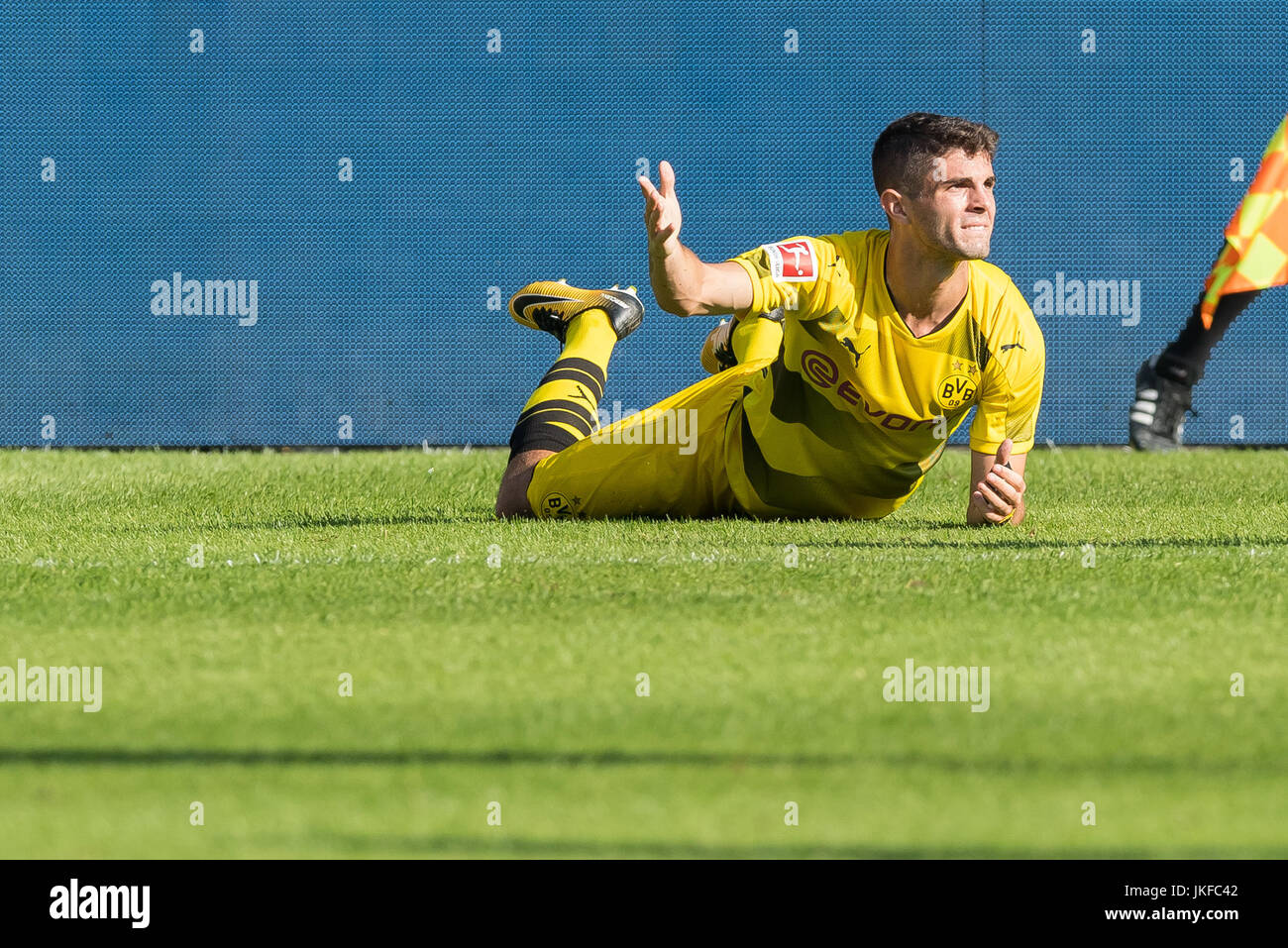 Bochum, Deutschland. 22. Juli 2017. Dortmunder Christian Pulisic während der freundliche Fußball-match zwischen VfL Bochum und Borussia Dortmund in der Vonovia Ruhrstadion in Bochum, Deutschland, 22. Juli 2017. Foto: Guido Kirchner/Dpa/Alamy Live News Stockfoto