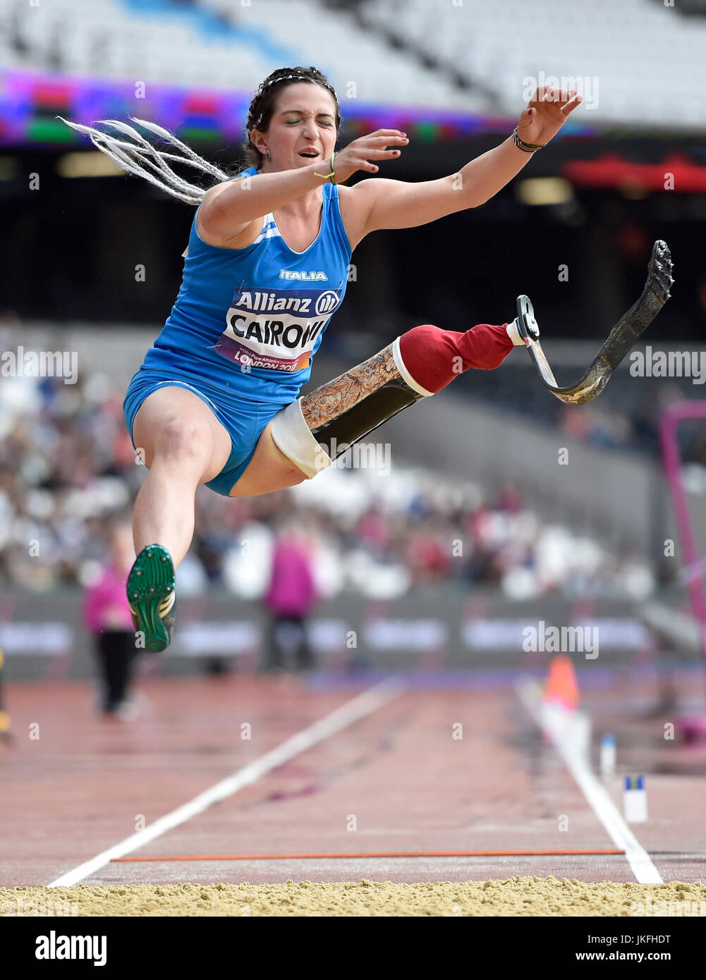 London England 23 Juli 2017 Martina Caironi Ita Im Frauen Hochsprung T42 Wahrend Welt Para Leichtathletik Meisterschaften London 2017 London Stadium Am Sonntag Bildnachweis Taka Wu Alamy Live Nachrichten Stockfotografie Alamy