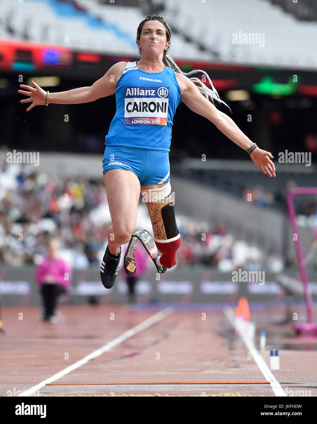 LONDON-ENGLAND - 23. Juli 2017: Martina Caironi (ITA) im Frauen Hochsprung T42 während Welt Para Leichtathletik Meisterschaften London 2017 London Stadium am Sonntag. Bildnachweis: Taka Wu/Alamy Live-Nachrichten Stockfoto