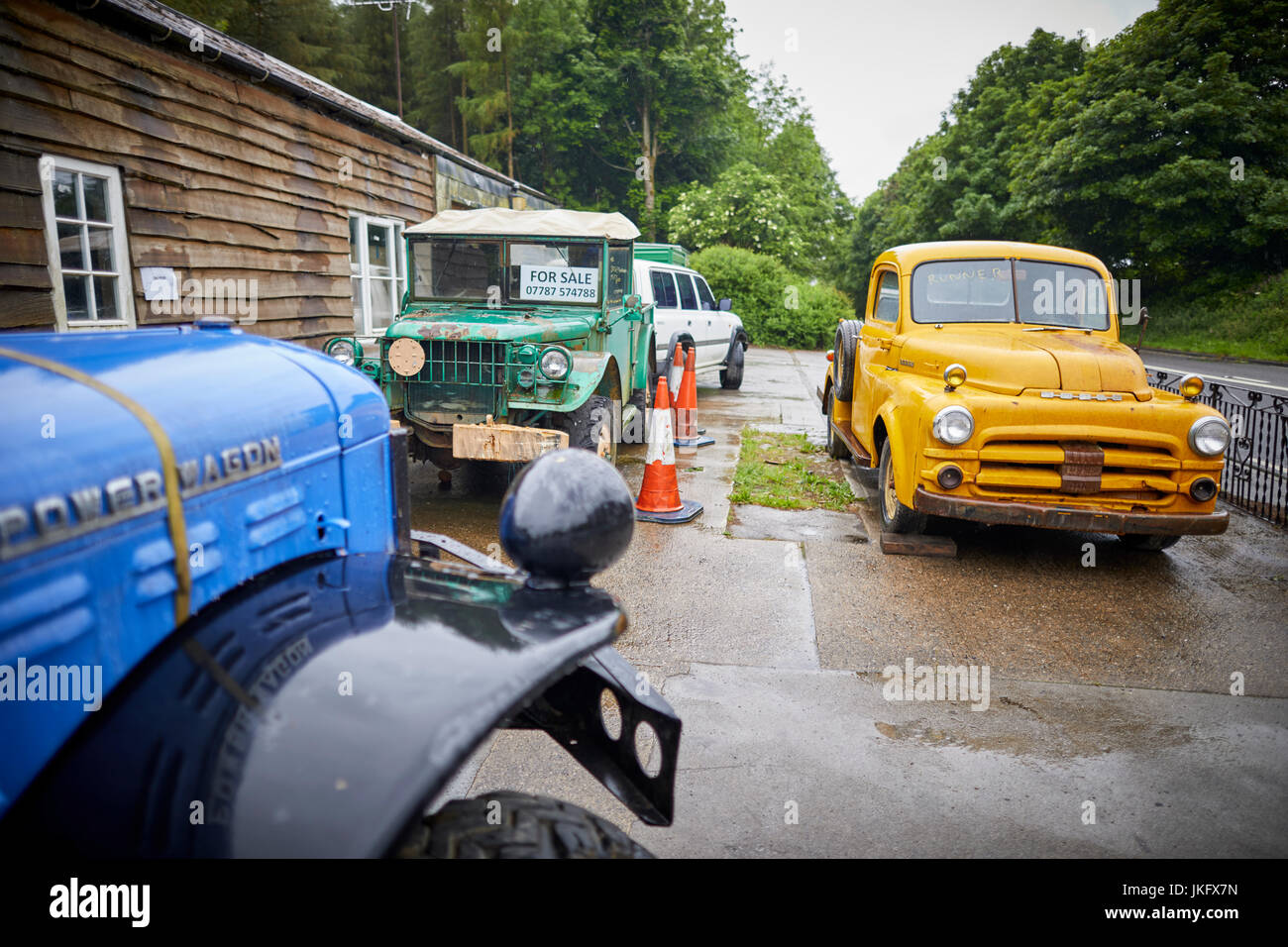 Alte amerikanische Oldtimer restaurierungsbedürftig zum Verkauf in der Nähe von Harrogate, North Yorkshire, England. Stockfoto