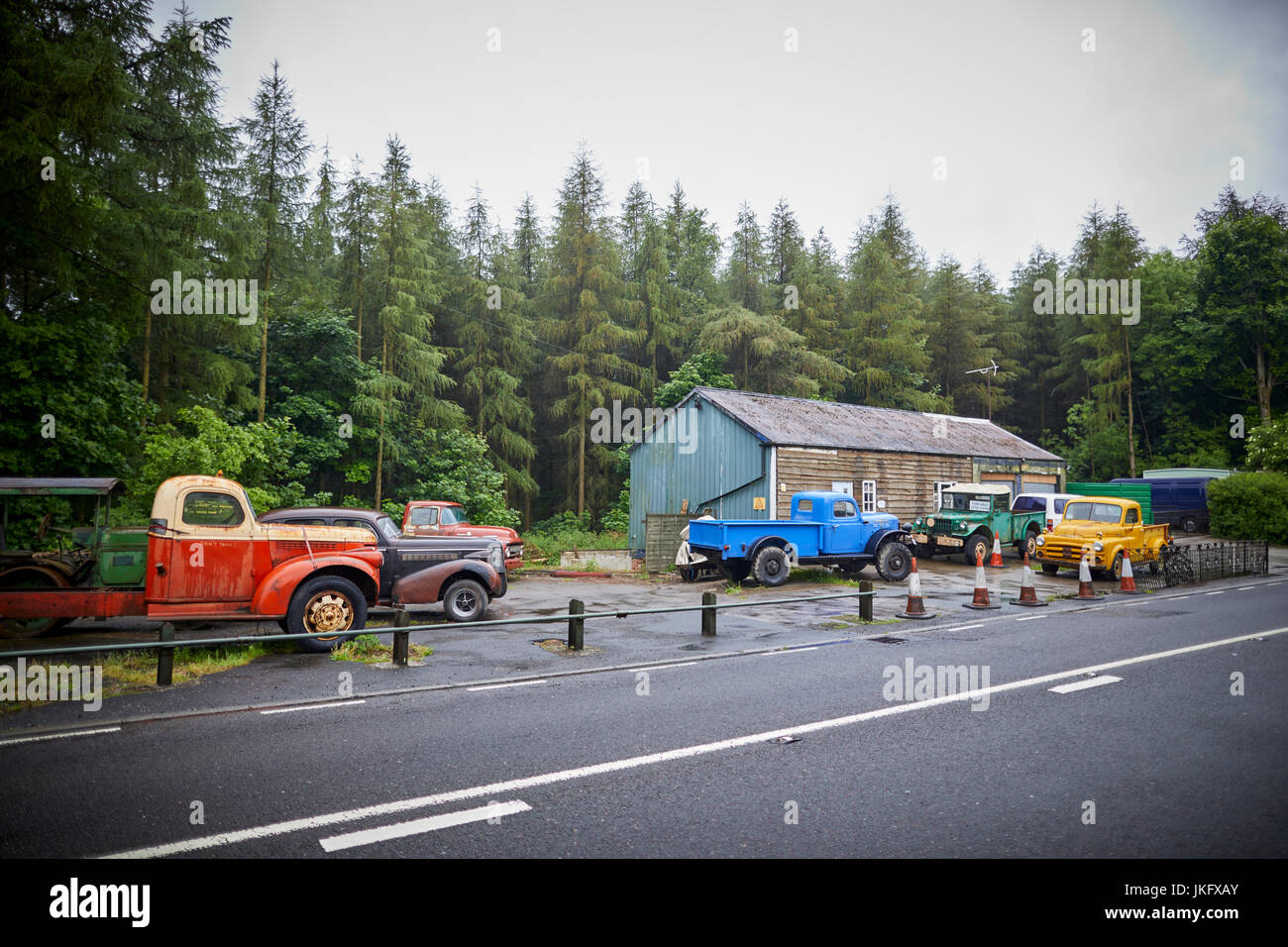 Alte amerikanische Oldtimer restaurierungsbedürftig zum Verkauf in der Nähe von Harrogate, North Yorkshire, England. Stockfoto