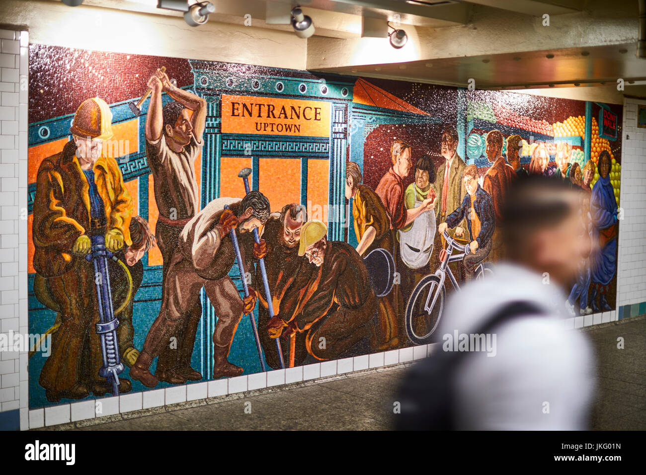 New York City, Manhattan, Vereinigte Staaten, Times Square u-Bahn Wandbilder Stockfoto