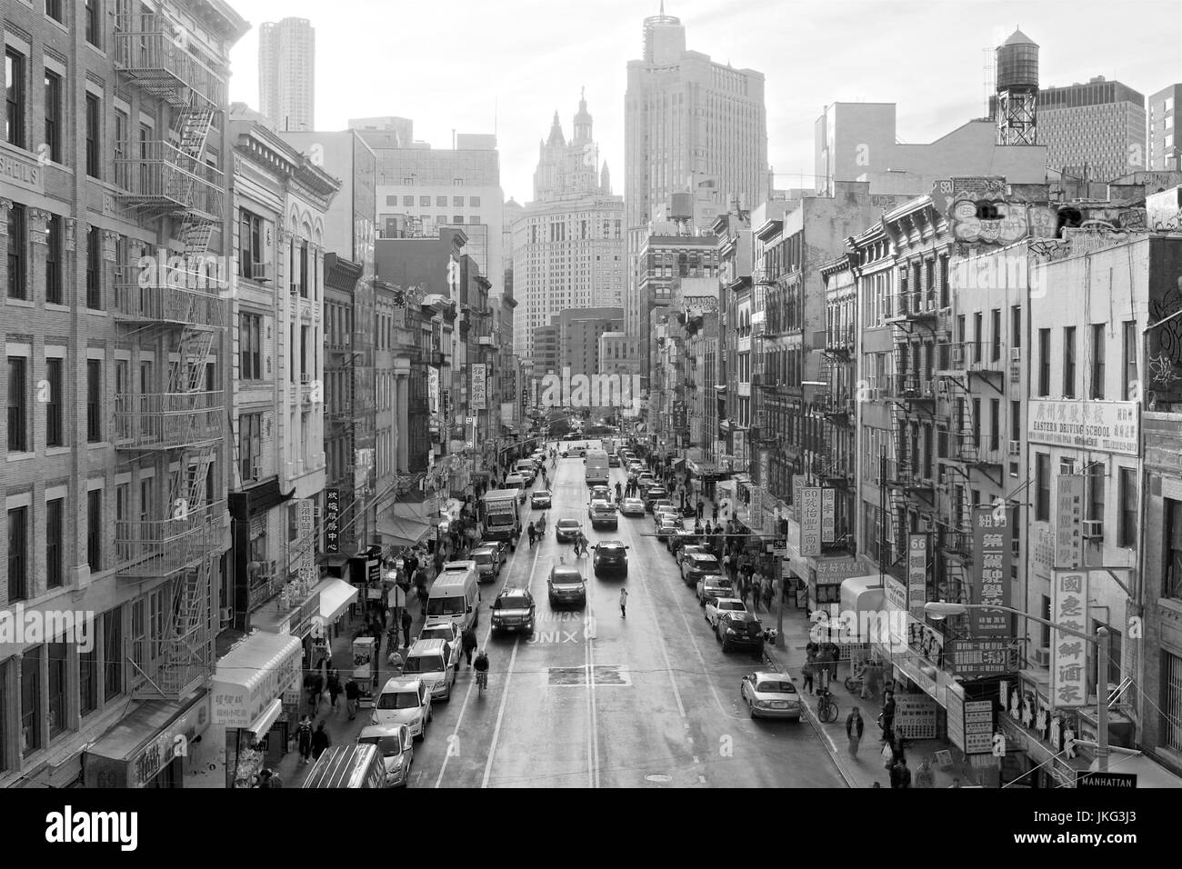 Schwarz / weiß Bild des East Broadway, New York, NY, USA. Stockfoto