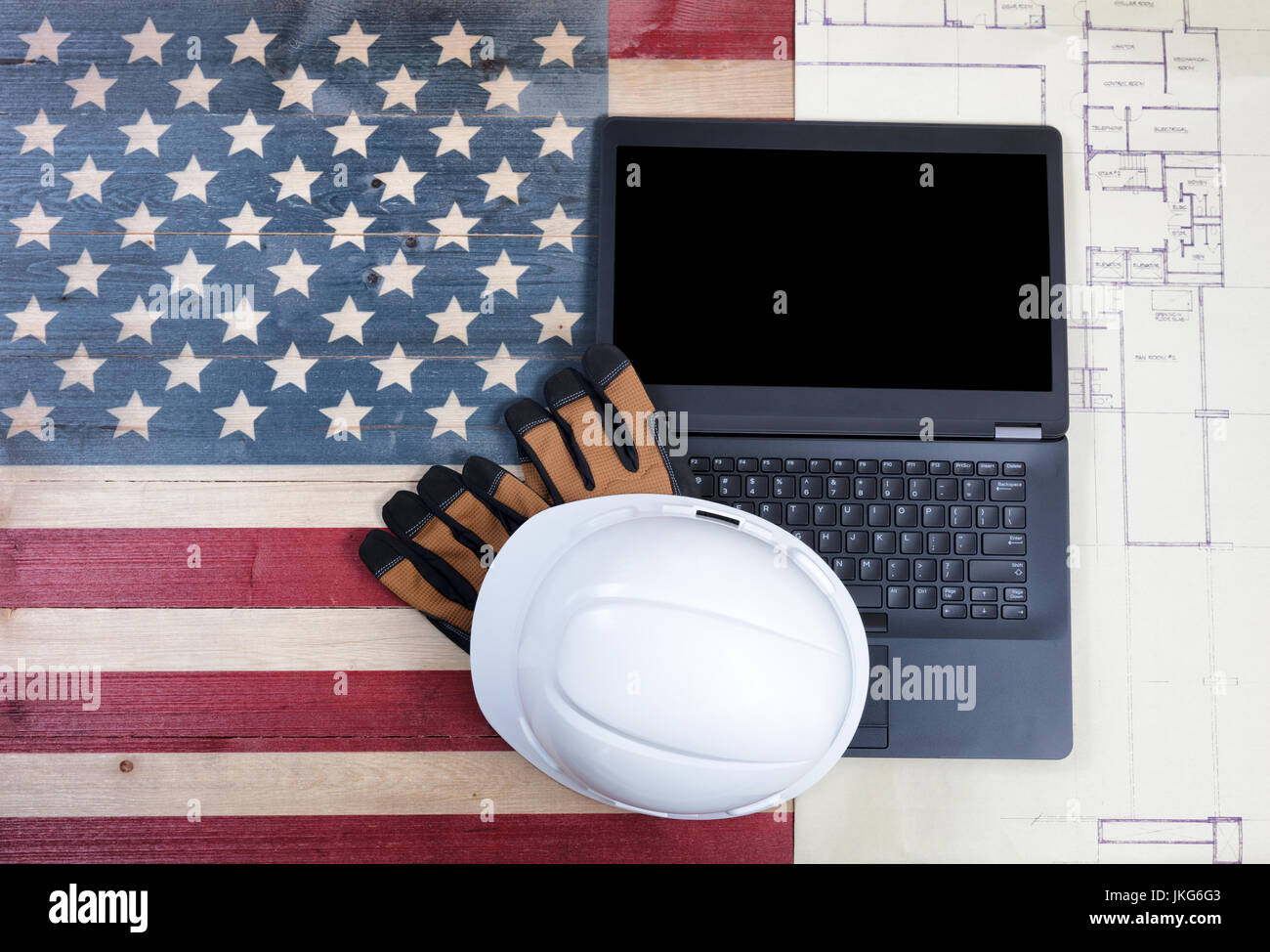 Labor Day Feiertag für Vereinigte Staaten von Amerika mit moderne mobile Technologie Stockfoto