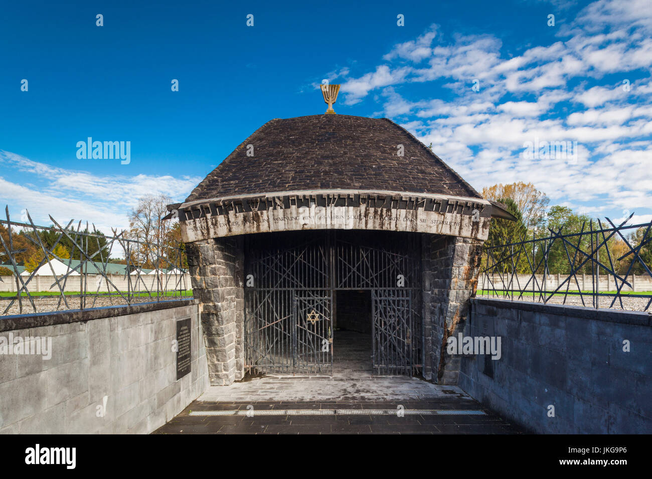Deutschland, Bayern, München - Dachau, WW-2 Ära Nazi Konzentration Lager, jüdische Memmorial Baujahr 1967 Stockfoto