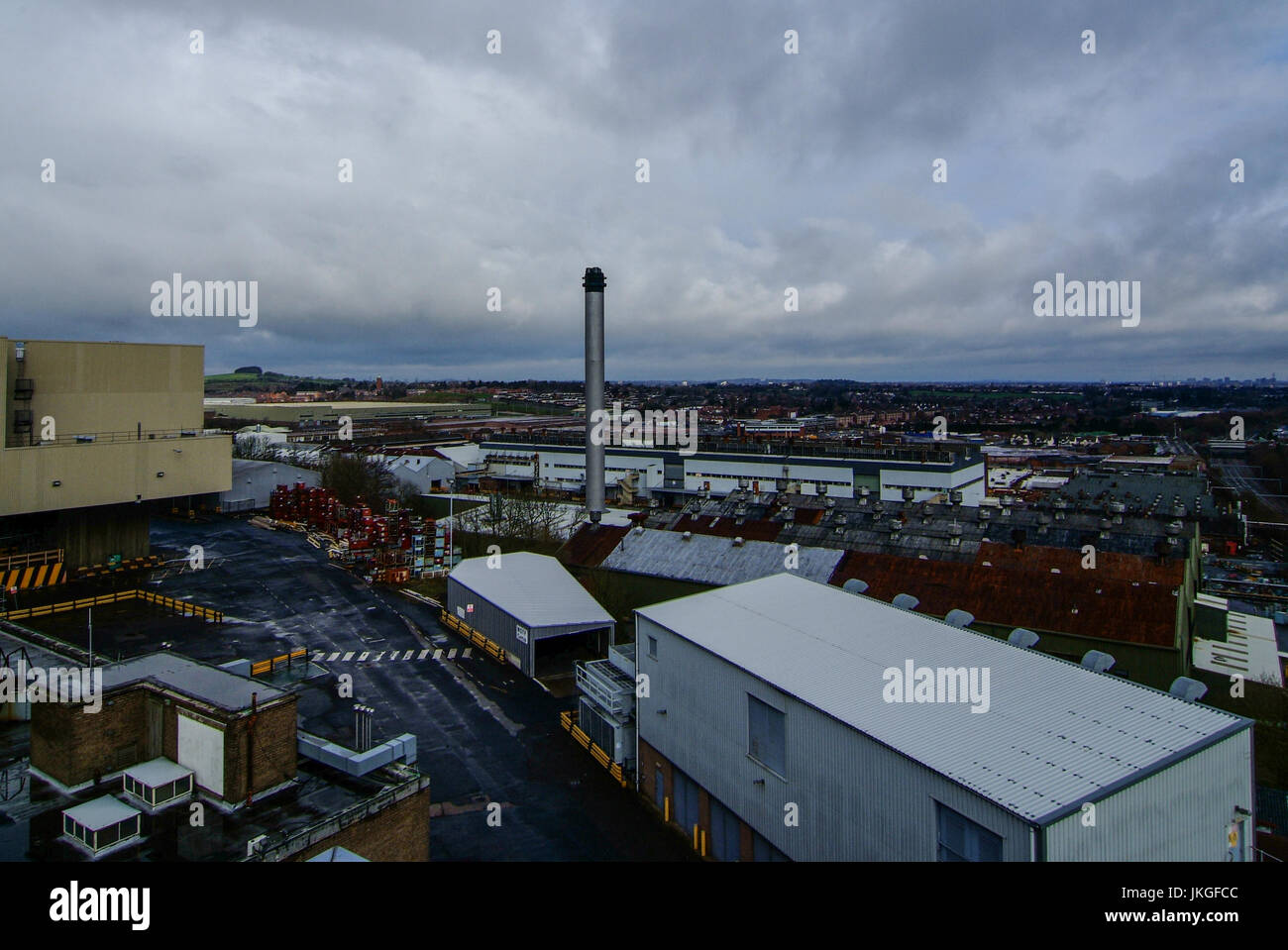 Das alten MG-Rover-Werk in Longbridge, Birmingham, UK im Jahr 2007 vor Teilabriss fand statt. Jetzt wurde alles über die 2 Leber Schuppen im Vordergrund abgerissen und ersetzt mit Handels- und Unterkunft-Entwicklungen. Stockfoto