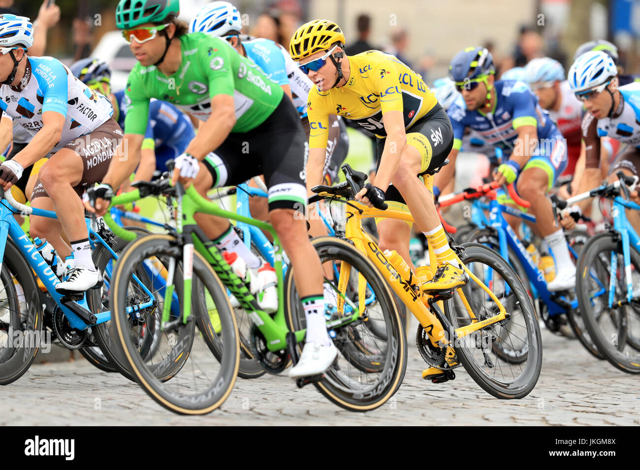 Team Sky Chris Froome während 21 Etappe der Tour de France in Paris, Frankreich. Stockfoto