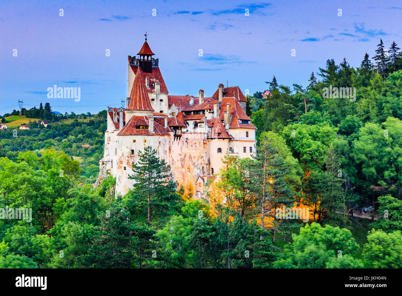 Brasov, Transylvania. Rumänien. Die mittelalterliche Burg Bran, bekannt für den Mythos von Dracula. Stockfoto