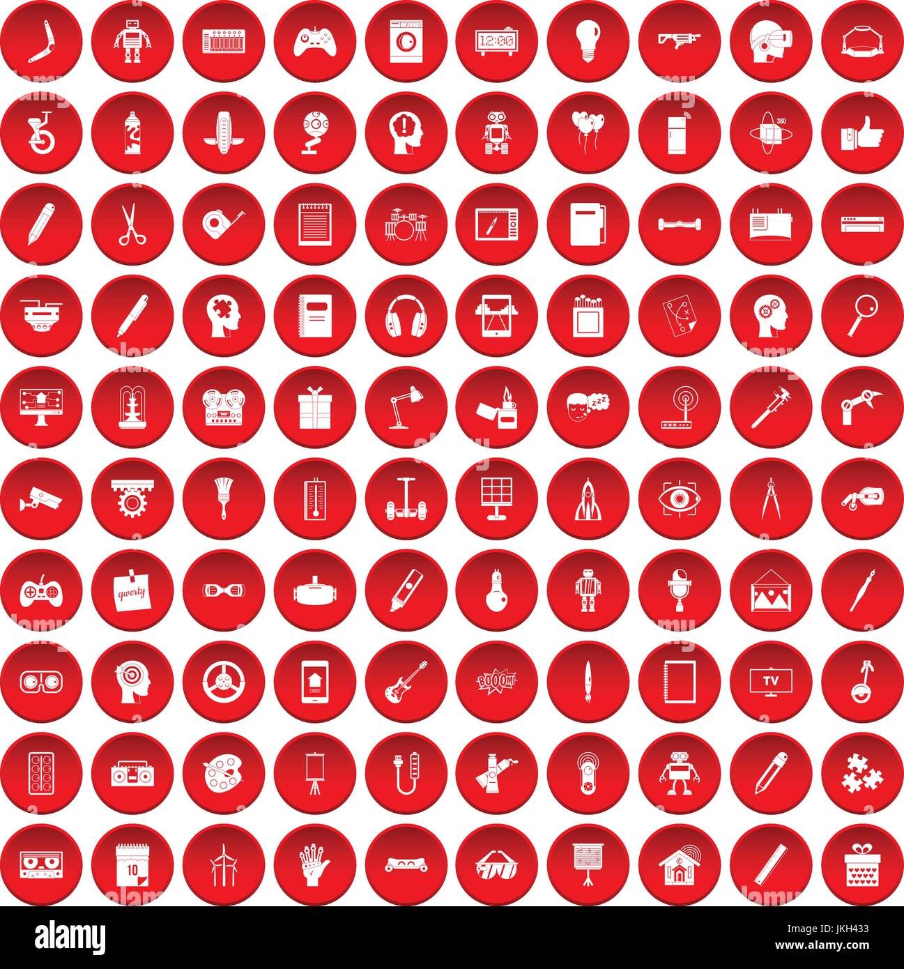 100 kreative Idee Icons set rot Stock Vektor