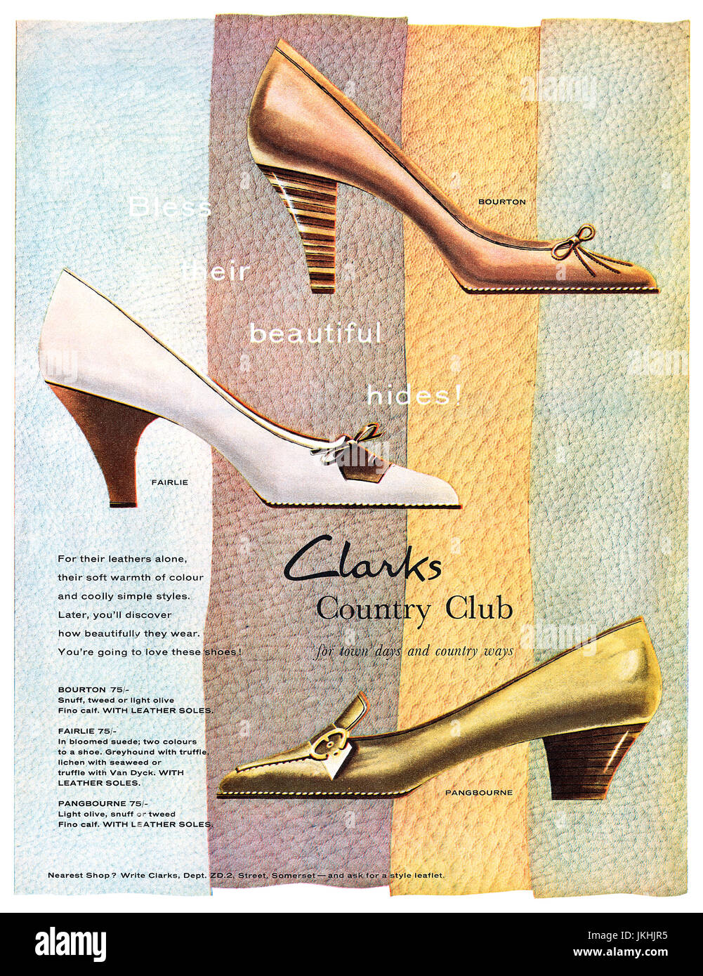 1959 Britische Werbung F r Country Club Clarks Schuhe Stockfotografie 