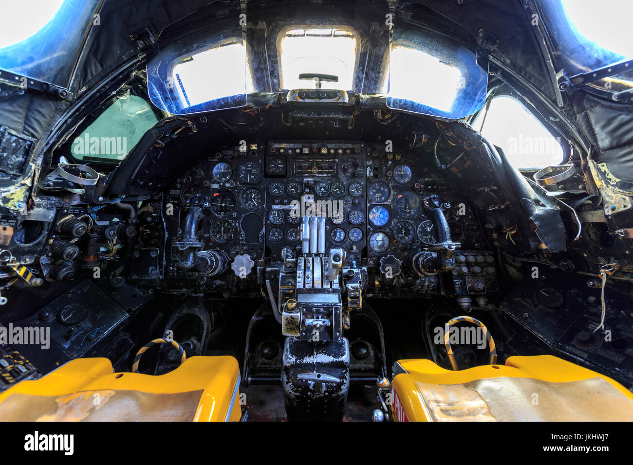 Cockpit eines Vulcan-Bomber, England Stockfoto