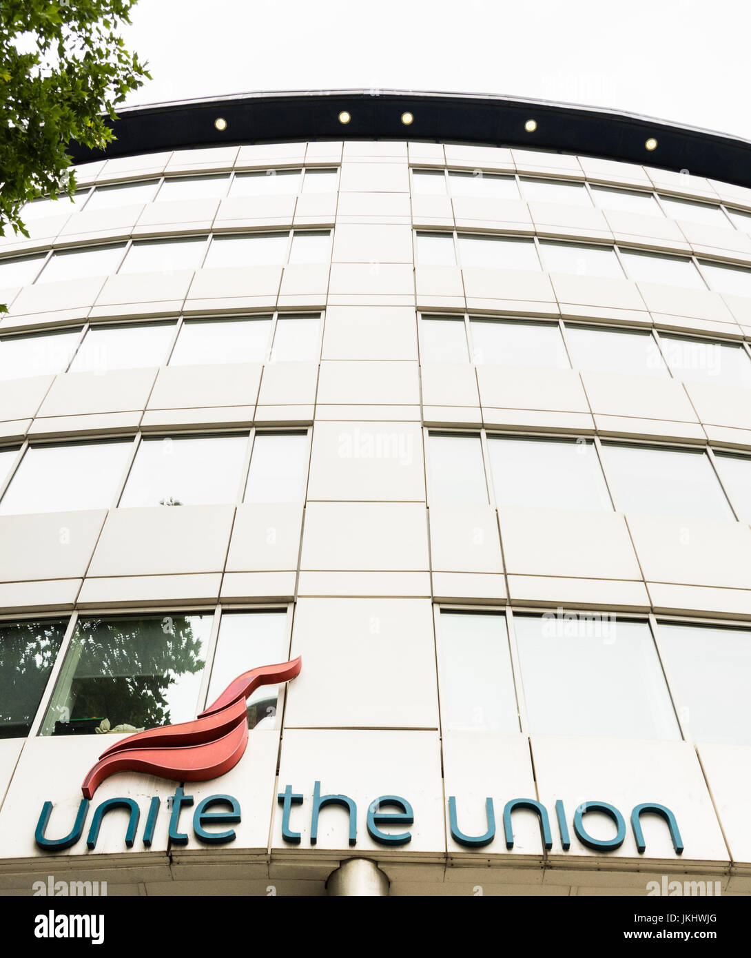 Beschilderung vor Unite Head Office, Unite House, 128 Theobald's Road, Holborn, London, WC1X, England, Großbritannien Stockfoto