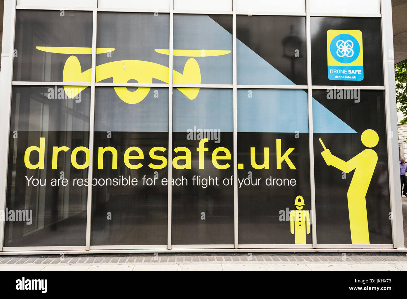 Drohne sicher Civil Aviation Authority-Informationen Stockfoto