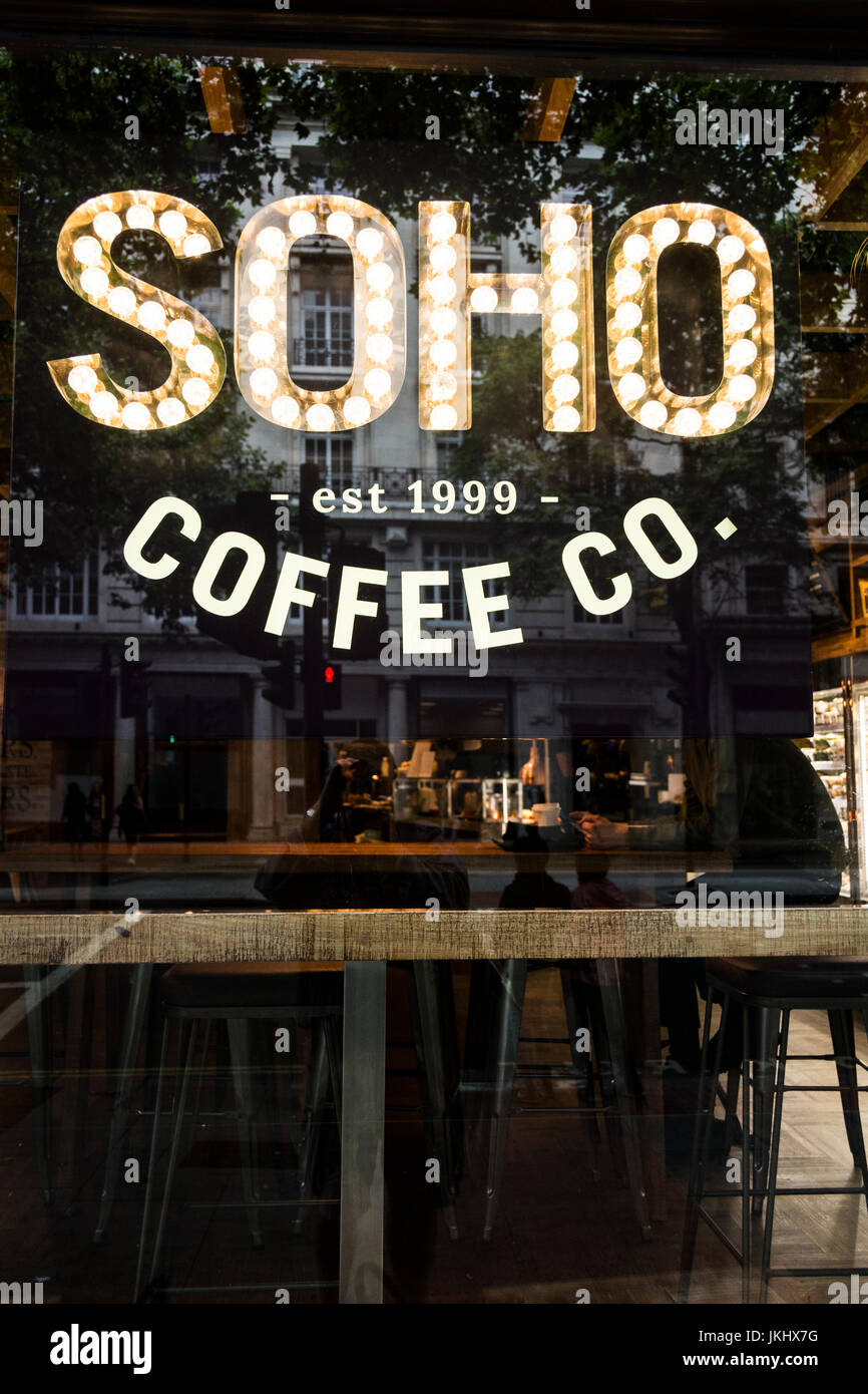 Soho Coffee Company vorderen Schaufenster in London, Großbritannien Stockfoto