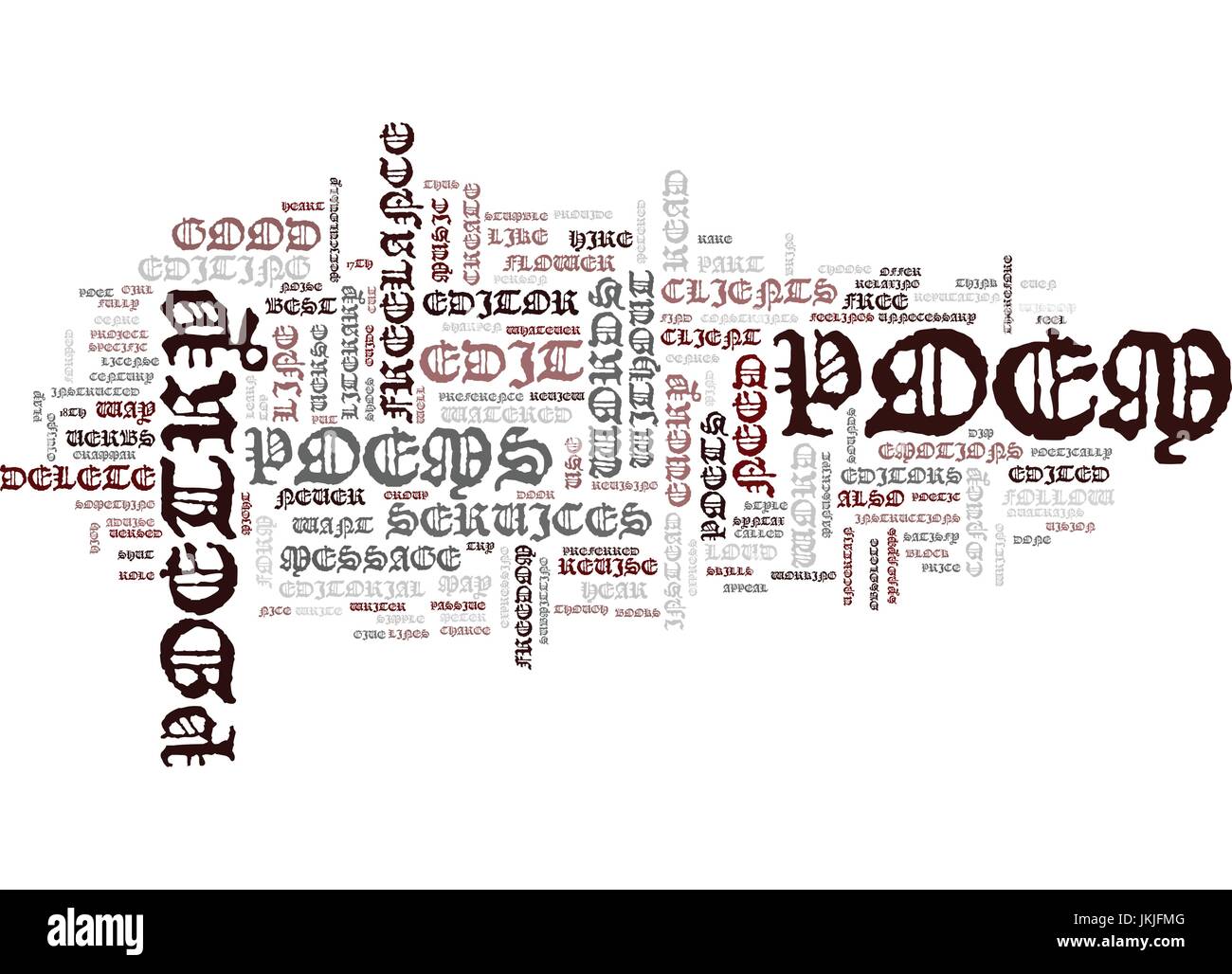 FREIE redaktionelle Dienstleistungen für Poesie Text Hintergrund Word Cloud-Konzept Stock Vektor