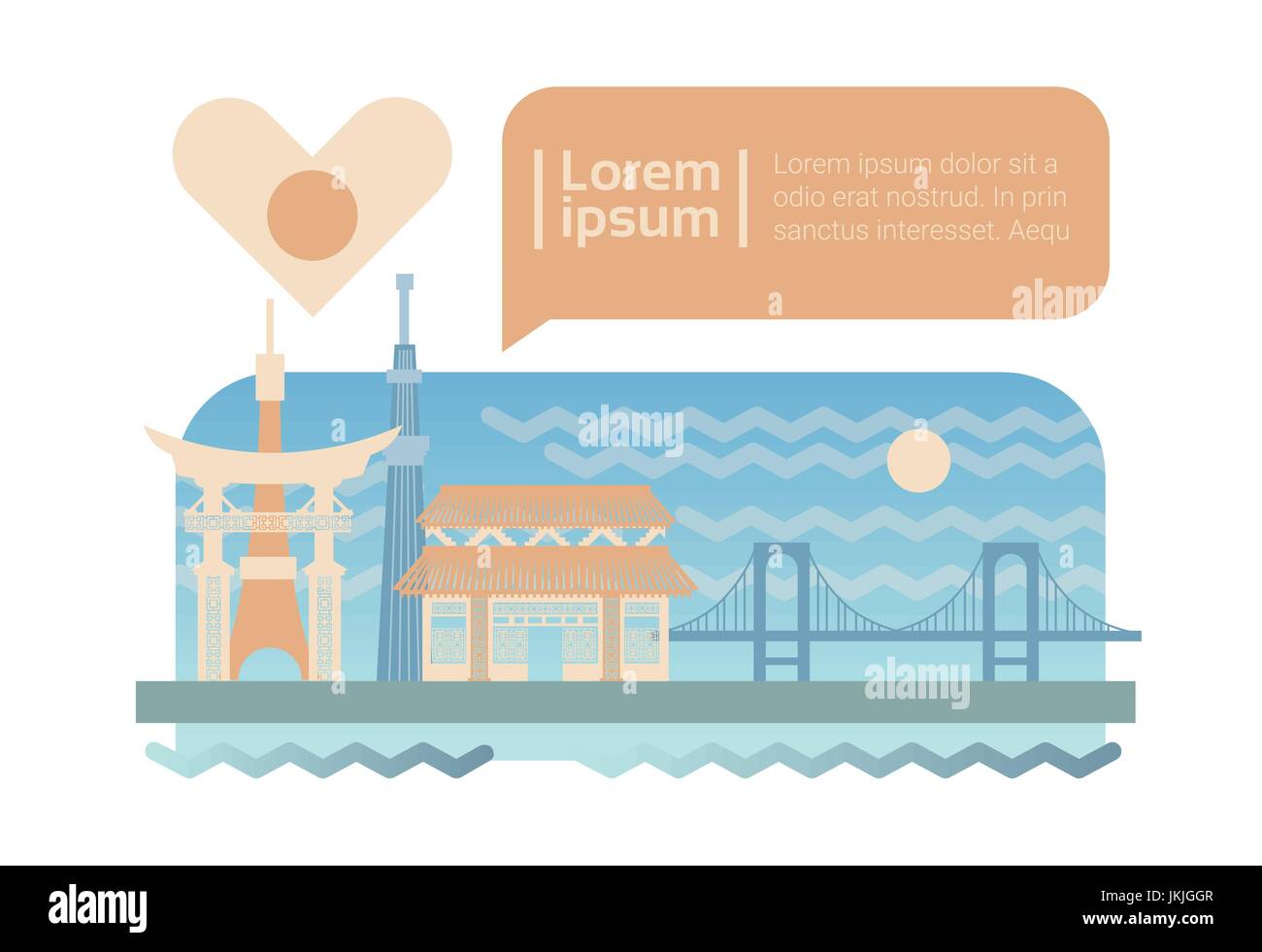 Tokyo Street City Panorama Fassade Skyline Cartoon Stock Vektor