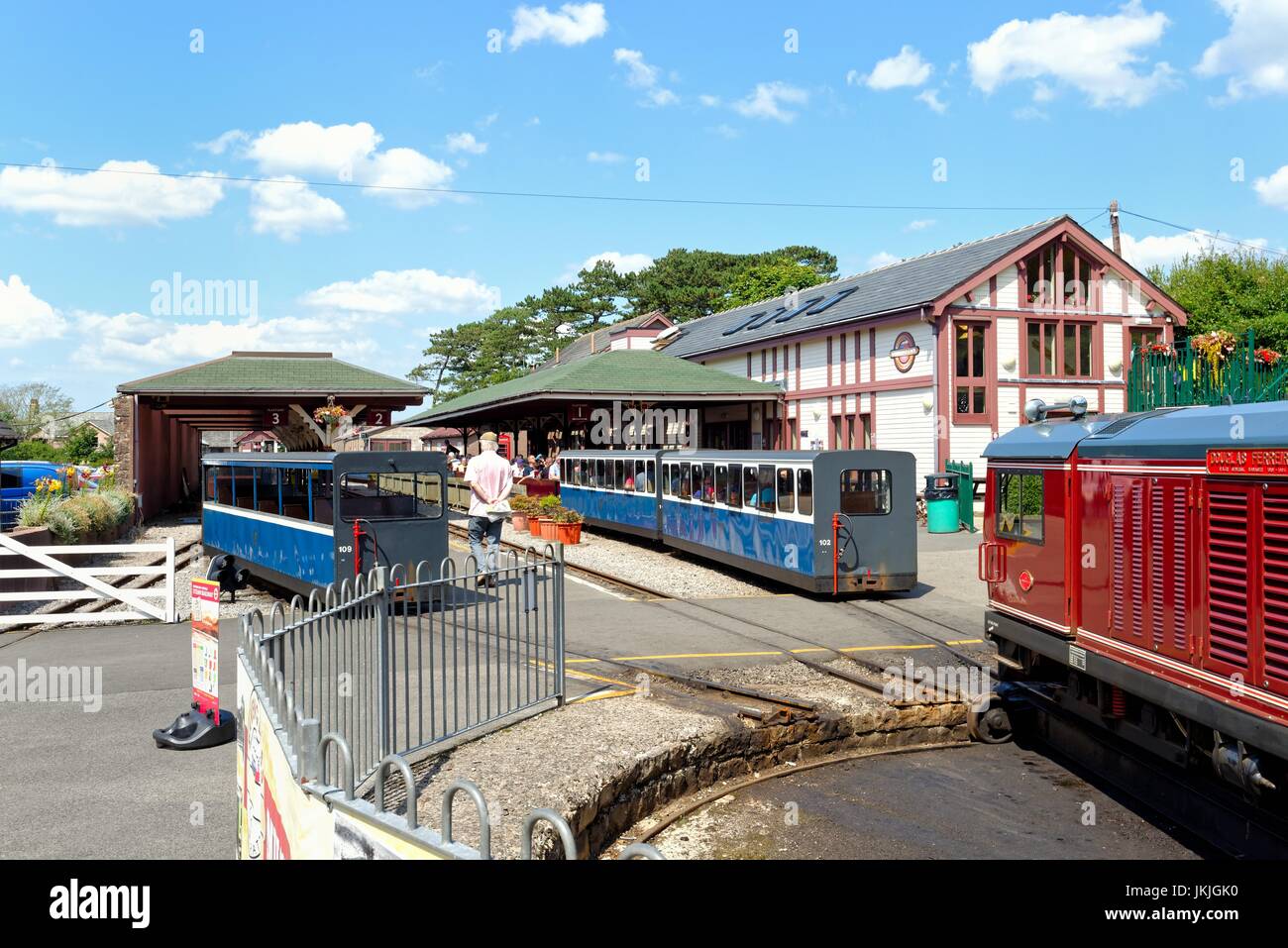 Ravenglass and Eskdale Railway bei Ravenglass Station Cumbria UK Stockfoto