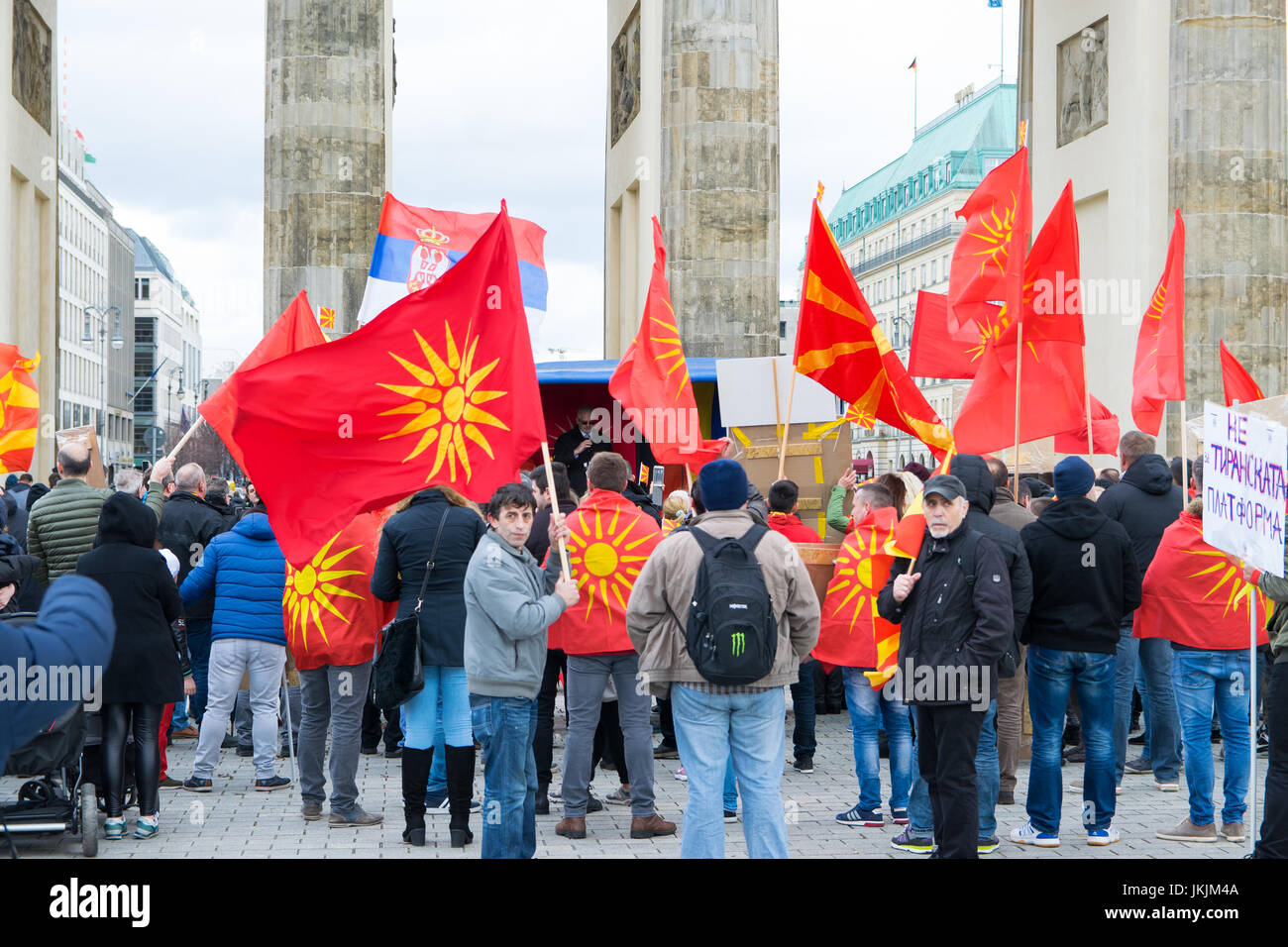 Friedlichen mazedonischen Protest - Berlin, Deutschland Stockfoto