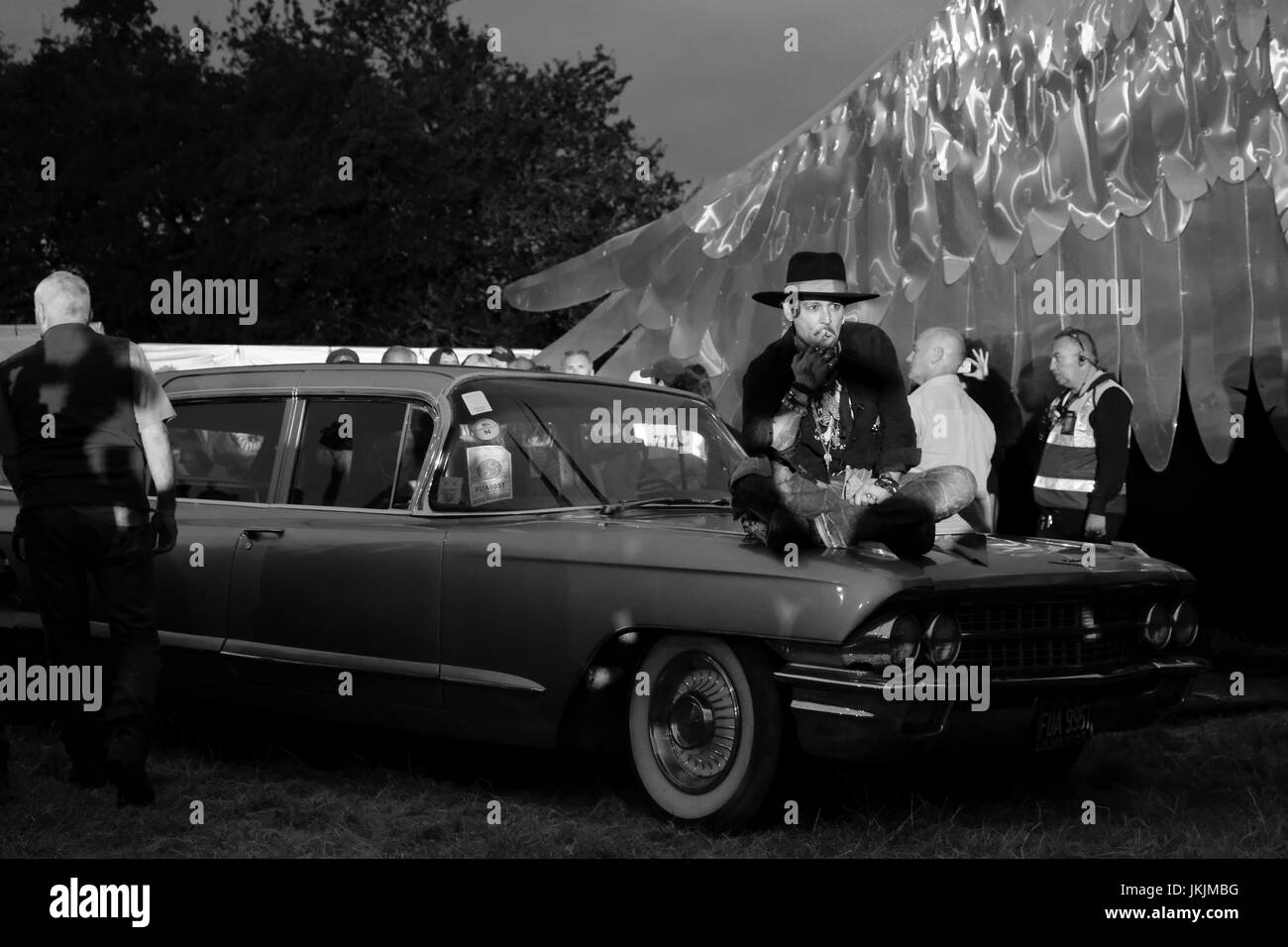 Johnny Depp in das Jahr 2017 Glastonbury Festival im würdig Farm in Somerset, wo er eine Vorführung seines Films "The Libertine." eingeführt  Mit: Johnny Depp wo: Somerset, Vereinigtes Königreich bei: 22. Juni 2017 Credit: WENN.com Stockfoto