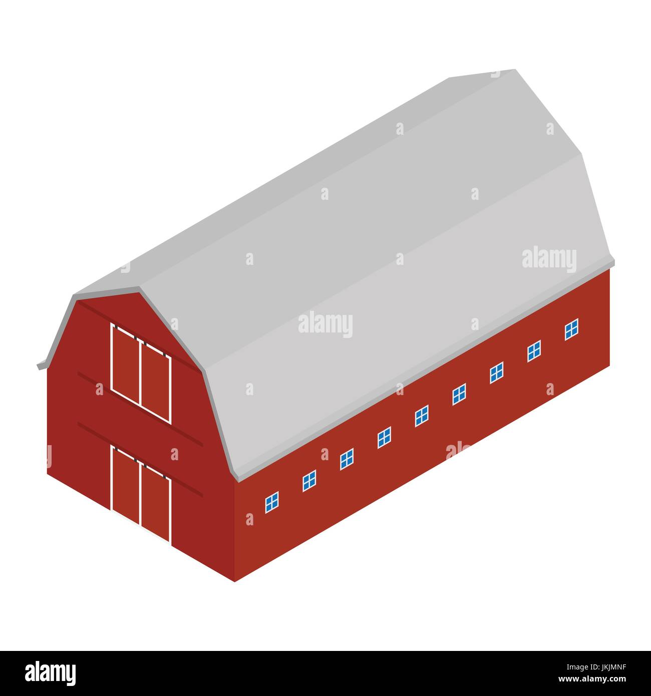 Vector Illustration isometrischen 3d Perspektive rote Scheune oder Bauernhof Altbau. Scheunentor. Landwirtschaft-Architektur Stock Vektor