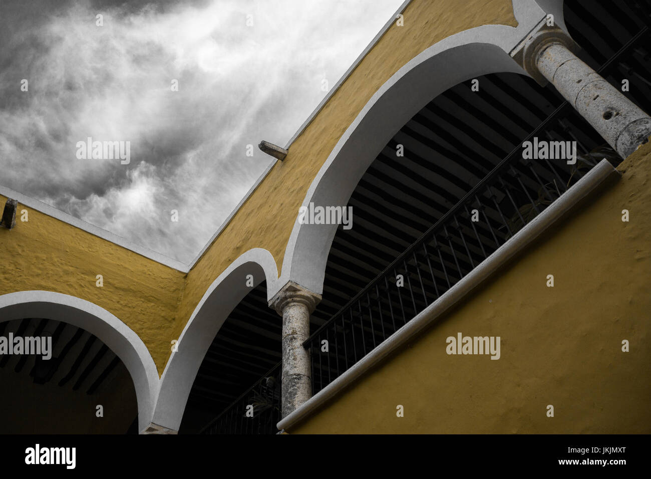 Hacienda Amarillo. Die mexikanische gelbe Hofhaus. Stockfoto