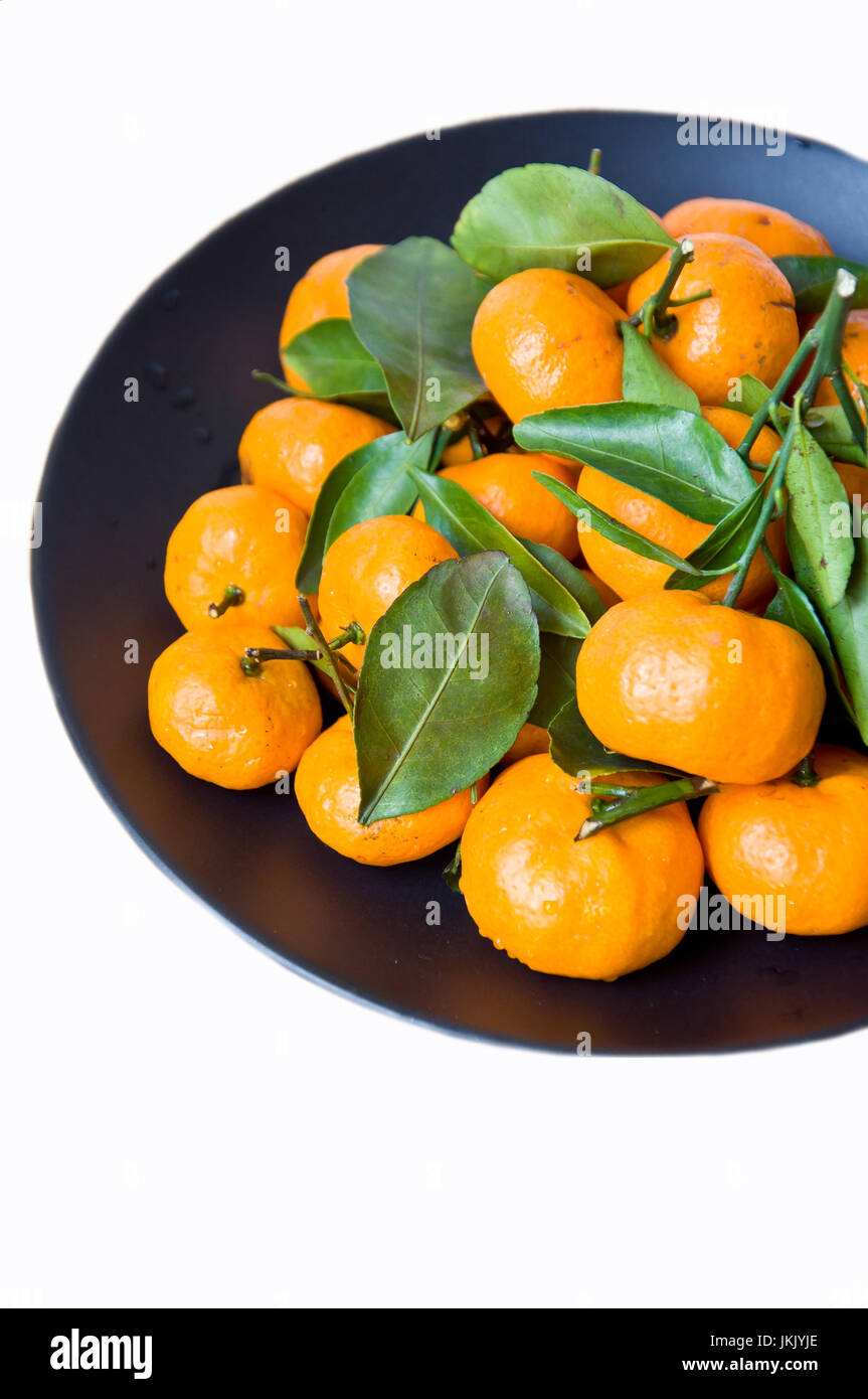 Mandarin Orange gesundes Obst aus der Natur auf weißem Hintergrund Stockfoto