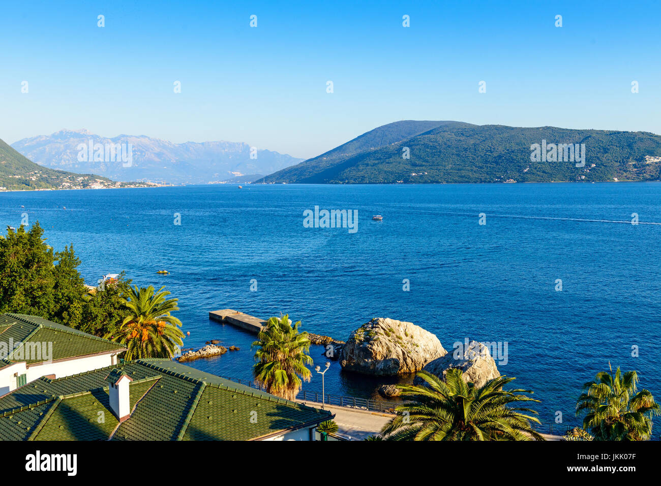Panoramia Blick auf die Bucht von Kotor, Montenegro Stockfoto