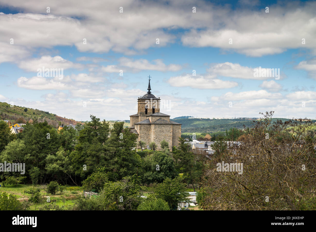 Iglesia de San Nicolás, Wieden, Galizien, Spanien. Camino de Santiago. Stockfoto
