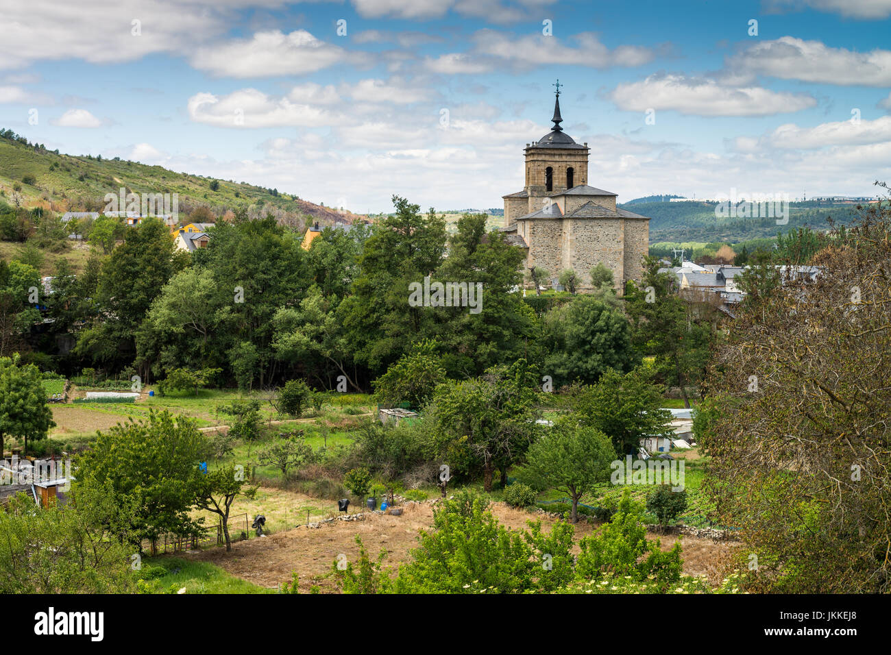 Iglesia de San Nicolás, Wieden, Galizien, Spanien. Camino de Santiago. Stockfoto