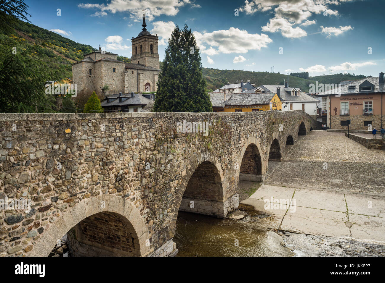 Brücke in die Wieden, Galizien, Spanien. Camino de Santiago. Stockfoto